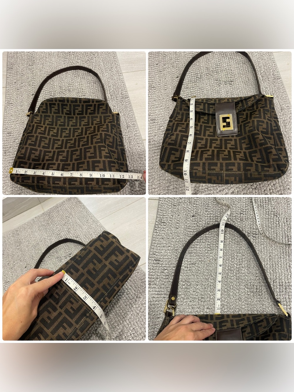 Vintage Fendi Mama Baguette Zucca FF Monogram Canvas Shoulder Bag Brown - Picture 8 of 16